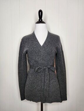 Kokun Charcoal Gray Cashmere Knit Wrap SweaterWomen's Size Medium